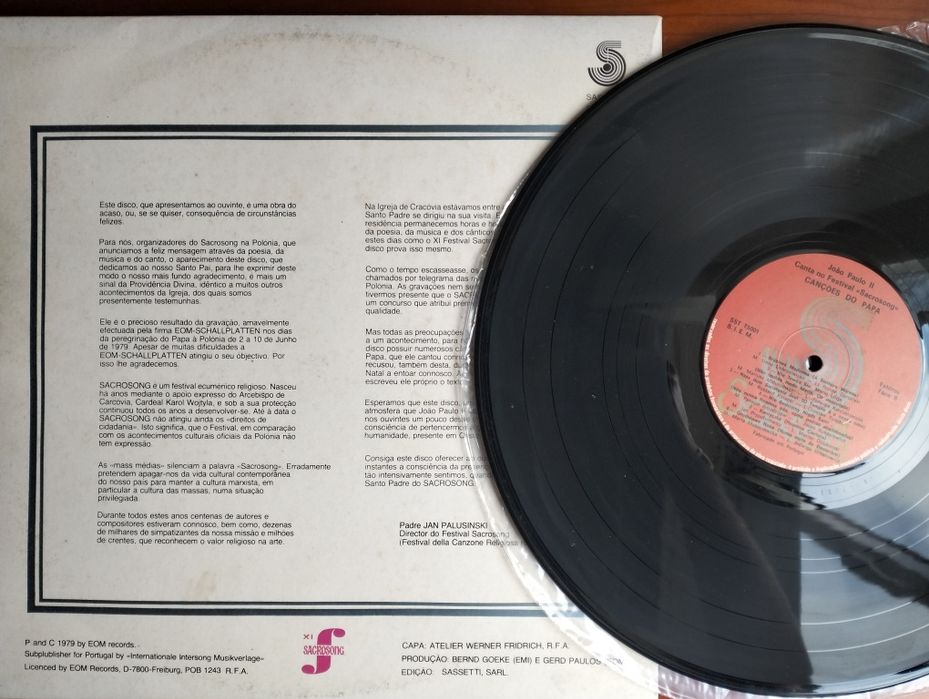 Disco de vinil LP Papa João Paulo II Canta no Festival Sacrosong
