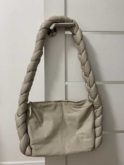 Сумка шкіряна бежева велика