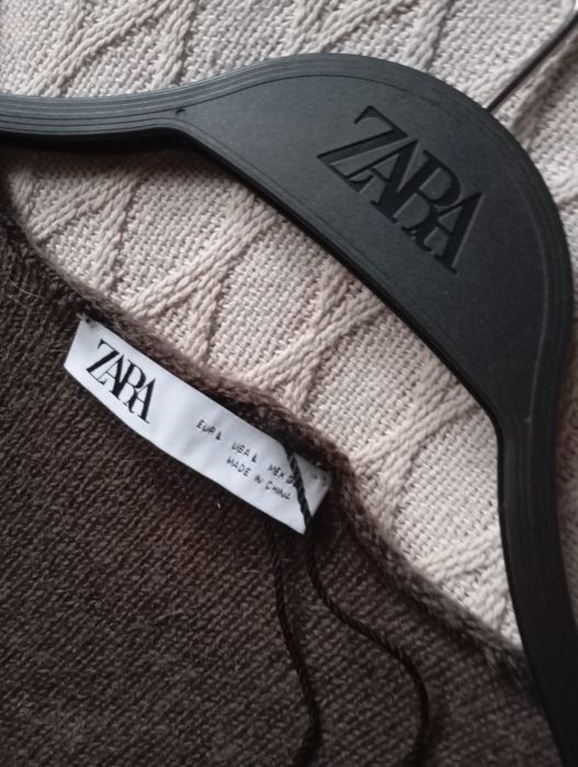 ZARA M-L niespotykany brązowy kardigan z wełną i alpaka
