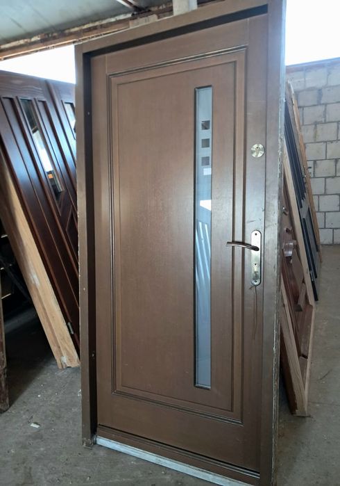 DRZWI Zewnętrzne Drewniane Sosnowe Wejściowe 101x211cm
