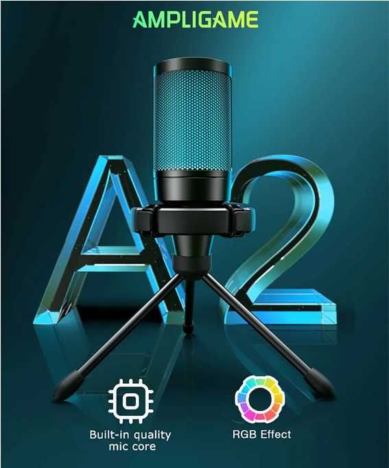 Ігровий мікрофон FIFINE AmpliGame A2 з RGB-підсвічуванням і штативом