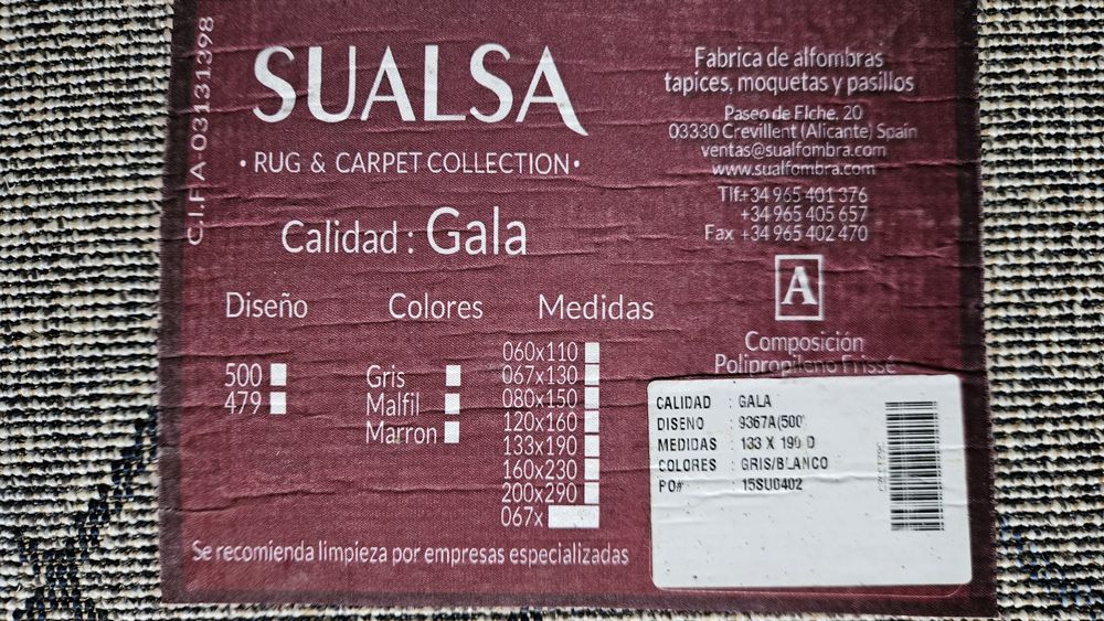 Carpete cinza/azul fabrico espanhol, 133x190