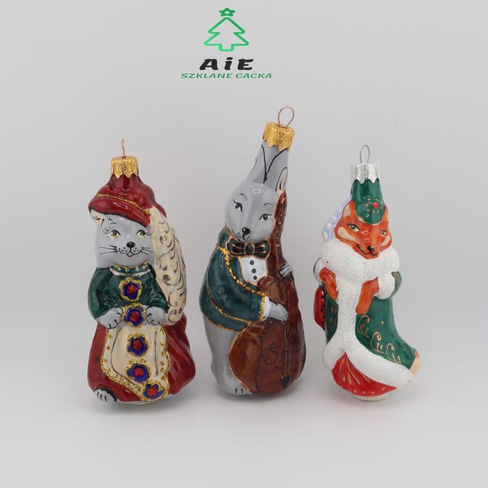 Szklane bombki choinkowe - KOTKA, LISICZKA, ZAJĄC