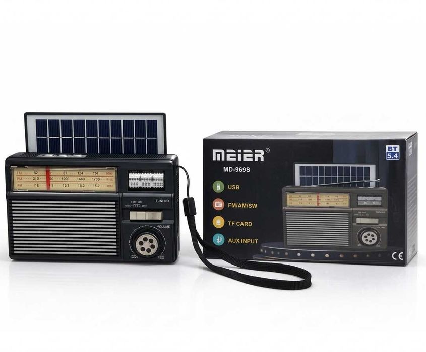 Radio Retro Solarne Awaryjne Meier Przenośne Bluetooth FM/AM Przetrwania