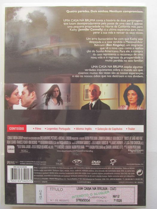 DVD Uma Casa Na Bruma, com Jennifer Connelly , Ben Kingsley