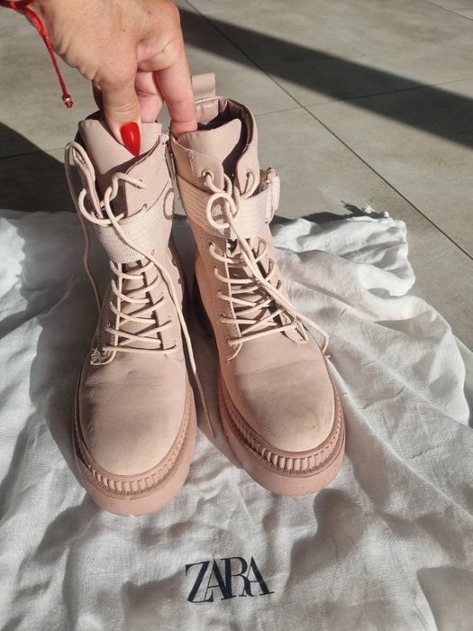 Buty zimowe botki 36 nienoszone zamsz futerko