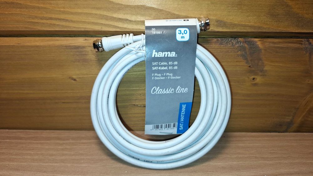 Kabel Antenowy - HAMA - Kabel Koncentryczny - DVB-T2 - 3 metry