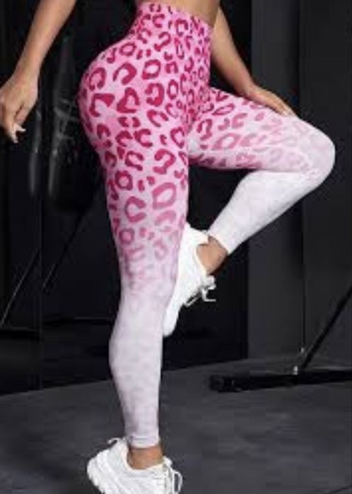 Лосины розовые леопардовые