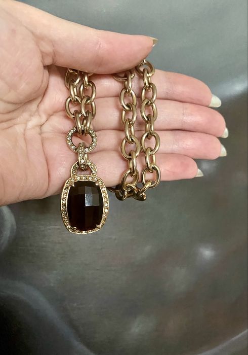 Vintage naszyjnik złoty łańcuch kryształ 80s