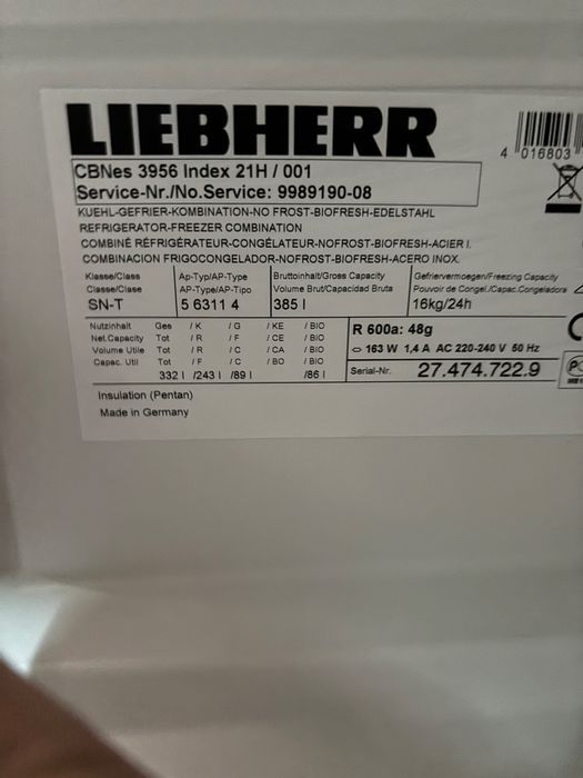 Холодильник Liebherr 2 м., CBNes 3956
