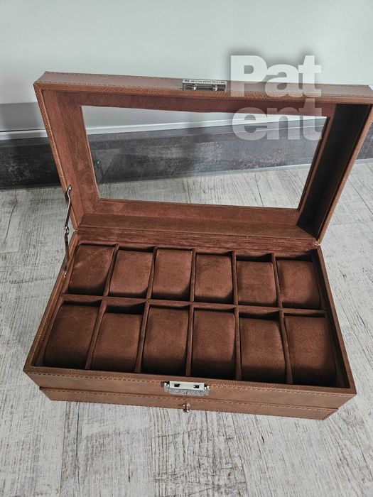 Brązowa szkatułka na biżuterię zegarki bransoletki na prezent duża