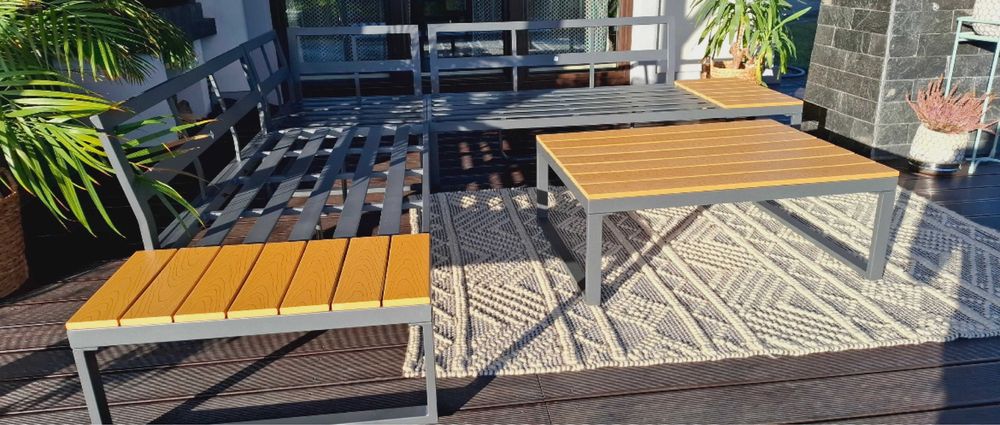 Nowy zestaw mebli ogrodowych aluminiowy narożnik + stolik kawowy