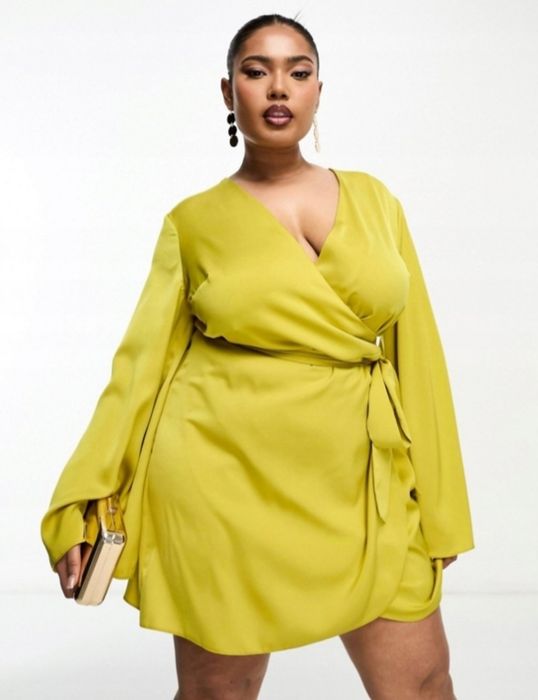 Nowa sukienka Asos, kopertowa, satynowa 42/44