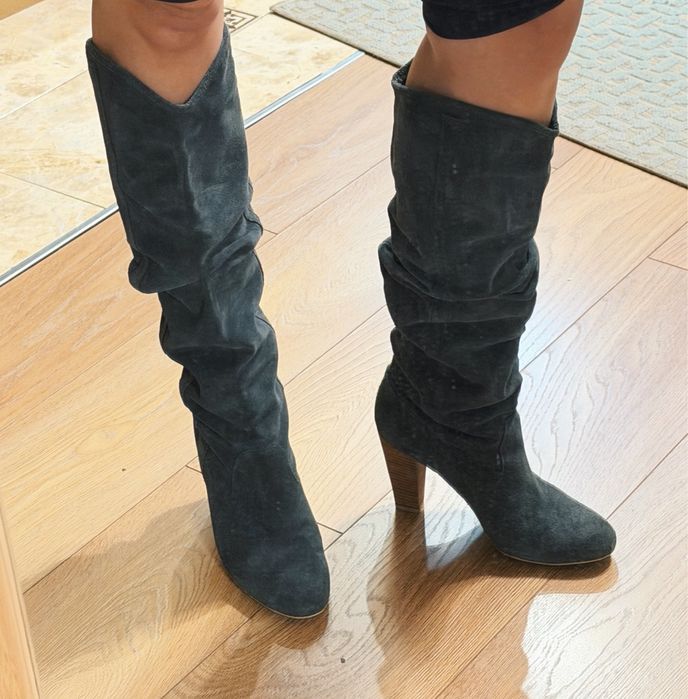 Сапоги замшеві Zara сірі 39 розмір