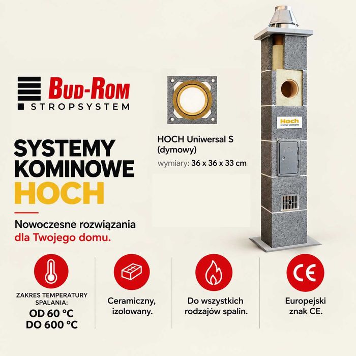 Komin systemowy HOCH Universal S 5m fi 180 | komin ceramiczny | komin dymowy | komin do pieca | komin izolowany | system kominowy