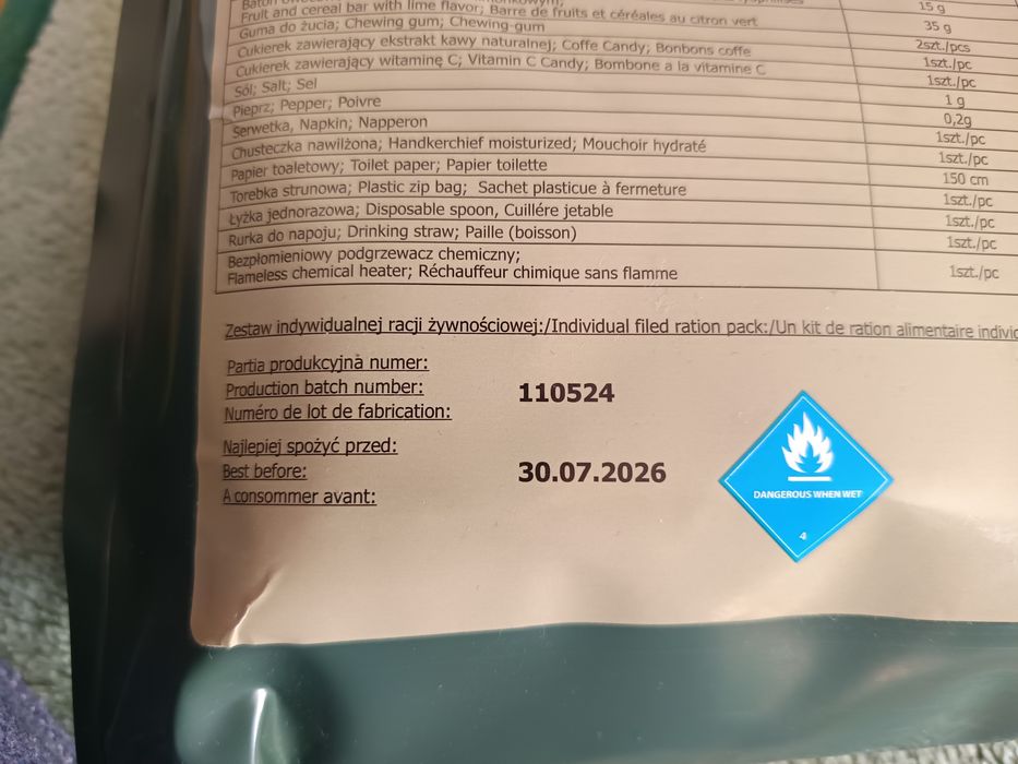 Racje żywnościowe 6 sztuk