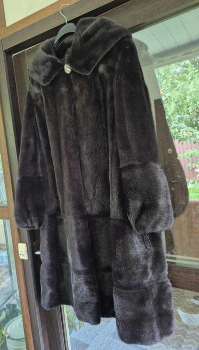Нова норкова шуба графіт.Великий розмір