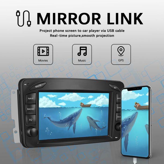 Auto Rádio Android 13 2din Mercedes W203/209/210 GPS Navi WiFi M-Link