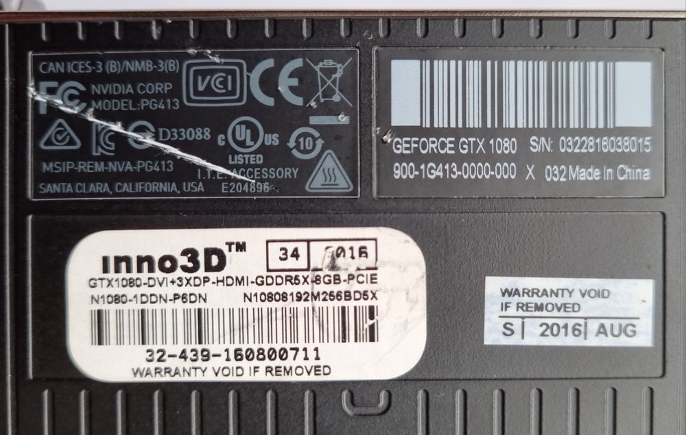 Відеокарта Nvidia GeForce GTX 1080 Founders Edition 8Gb GDDR5X 256bit