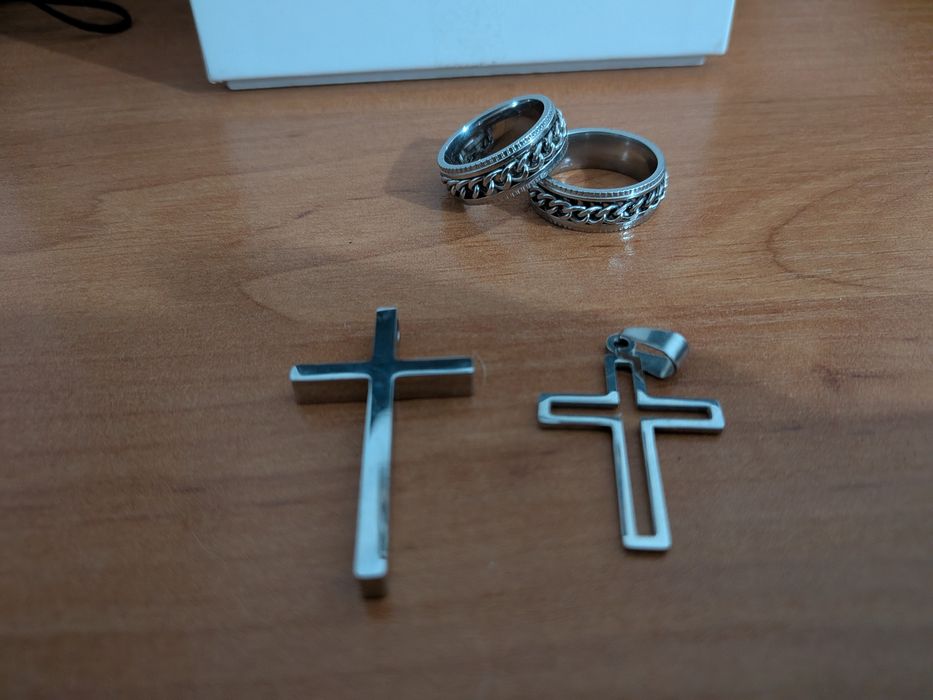 Sygnet męski STAL (2 szt. 19 i 20mm) szer. 8mm + Gratis 2 Krzyżyki