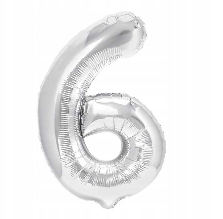 Balon foliowy cyfra 6 Srebrny ~ Kraków