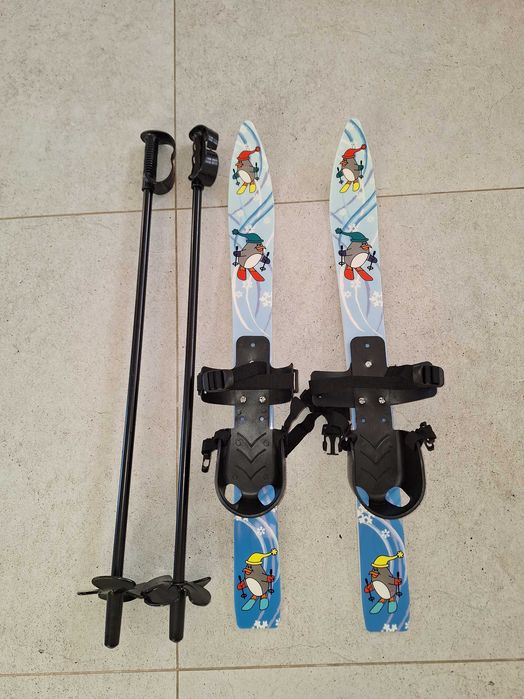 Narty dla dziecka z kijkami 70 cm