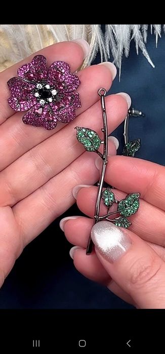 Серьги "Пурпурові Маки" кристали Swarovski