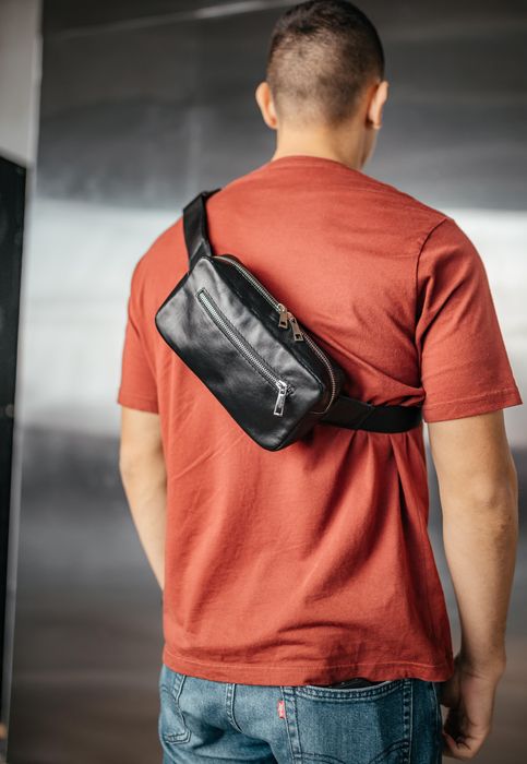 Горизонтальная барсетка мужская, кожаная сумка через плечо