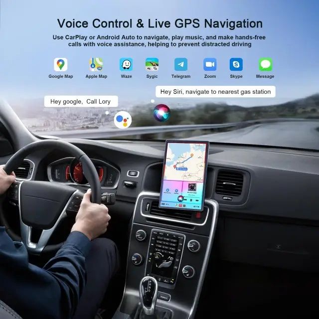 Портативний автомобільний монітор Krunia RC04 Smart Screen з підтримкою бездротових Apple CarPlay та Android Auto, IPS дисплей
