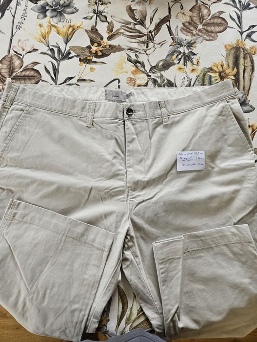 Spodnie męskie jasne kremowe chinosy Marks and Spencer  42/29 proste