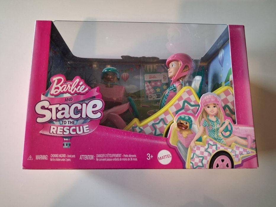 Barbie lalka Stacie w gokarcie gokart pojazd filmowy piesek HRM08 Mattel
