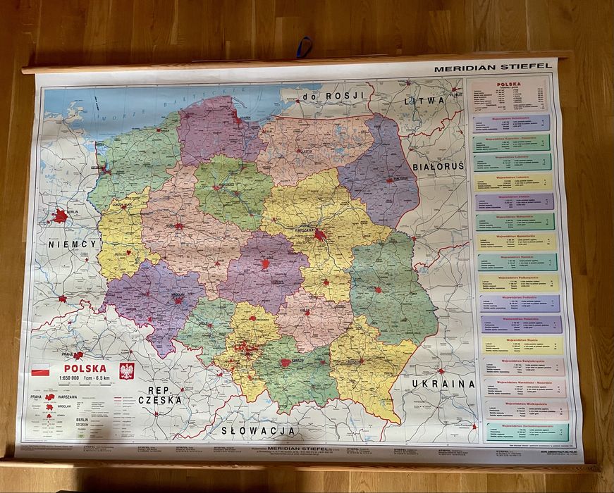 Mapa Polski duża ścienna administracyjna