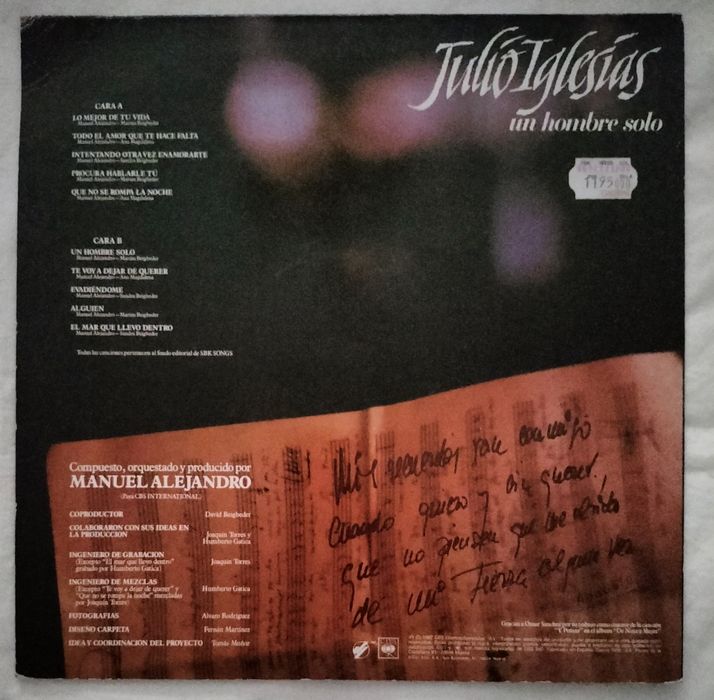 JULIO IGLESIAS - LP - um hombre solo