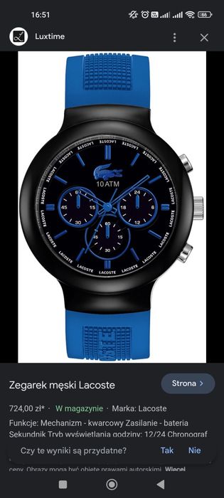 Nowy zegarek Lacoste niebieski / granatowy