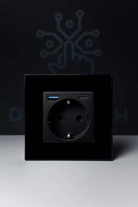 Tomadas 220-230V com USB e USB-C | 4 Cores, Vidro Temperado modular