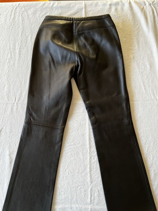 Calças de senhora, 100% pele de ovelha, cor preta