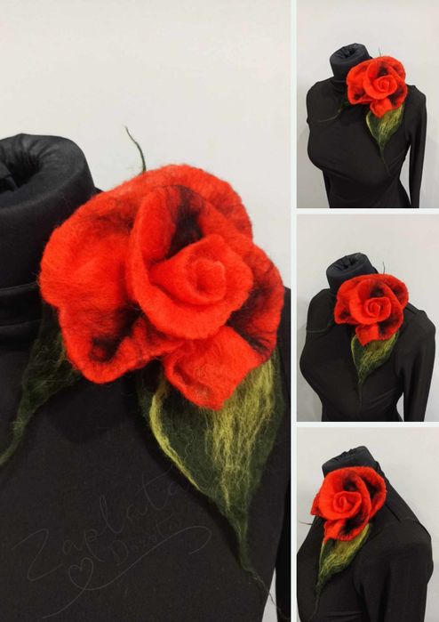 Broszka czerwono-czarna