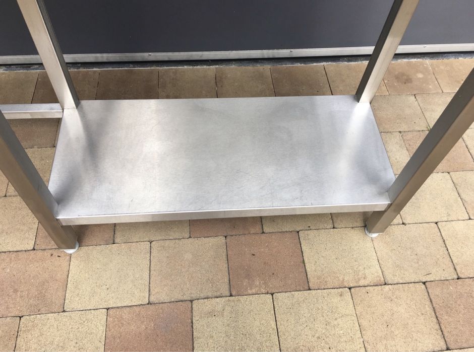 Stół gastronomiczny Dora Metal 140x50 z otworem na odpadki i półką