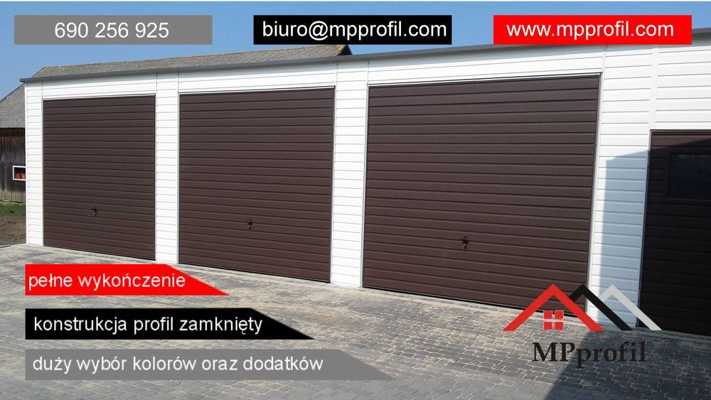 Garaż 3,5 x 6 m profil zamknięty, automatyczna brama segmentowa