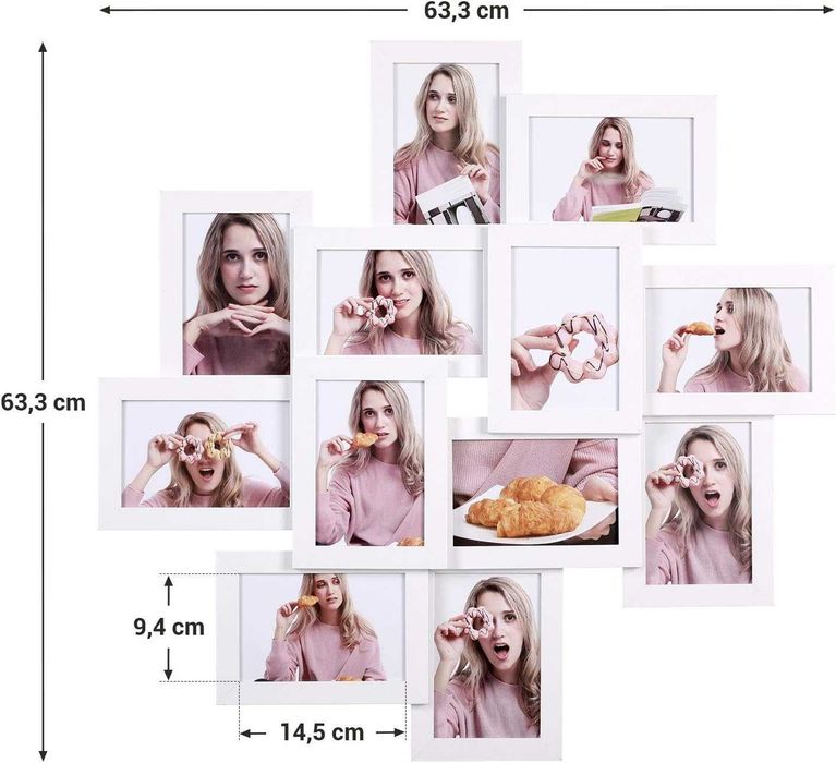 Ramki na zdjęcia,kolaż 12 ramek ,białe