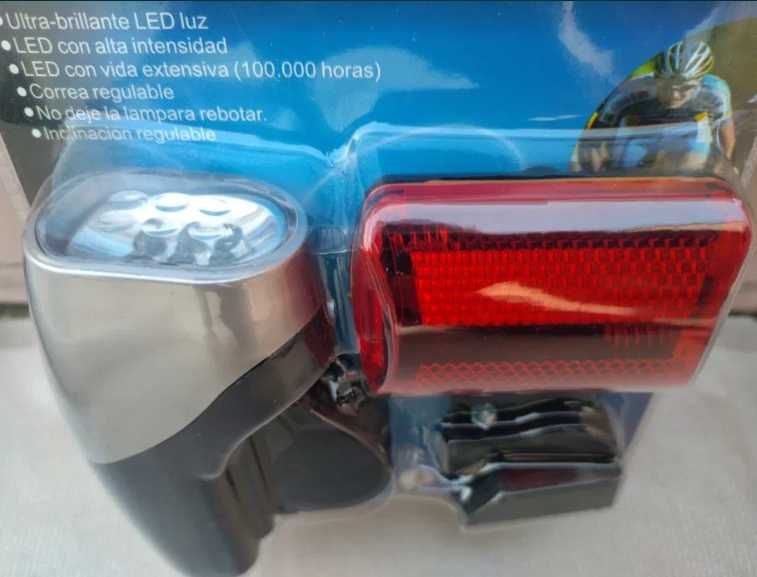 Lanterna de leds para bicicleta com luz branca frente e vermelha