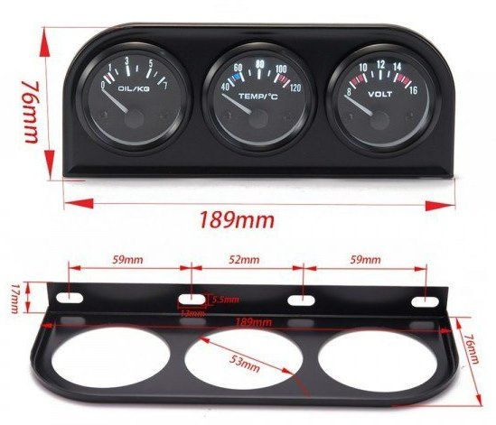 ZEGAR x3 Zegary Volt Ciśnienia Oleju Temperatury Wody Oleju Wskaźnik