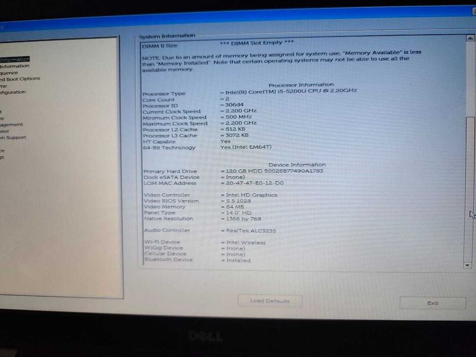Ноутбук Dell Latitude E5450 - Core i5, 14" HD, RAM 8 gb, SSD 120 gb