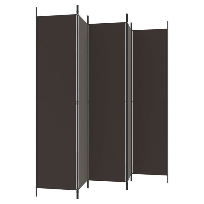 vidaXL Parawan 5-panelowy, brązowy, 250x220 cm, tkanina
