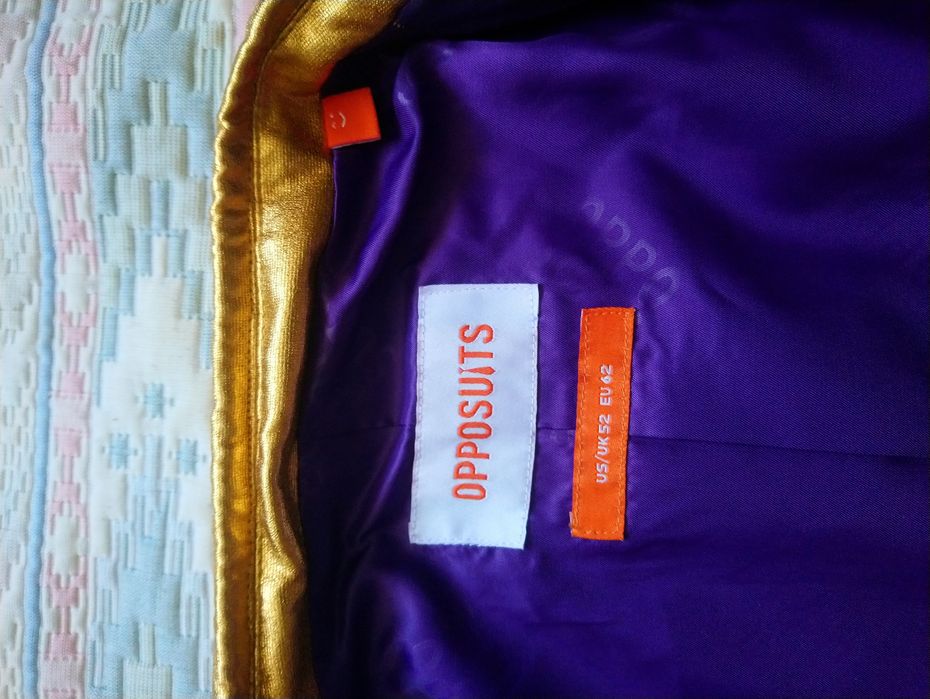 Косплей карнавальний піджак золотий з краваткою 2XL /3XL розмір