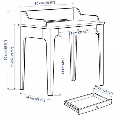 Biurko IKEA LOMMARP – beżowe 90 × 54 cm