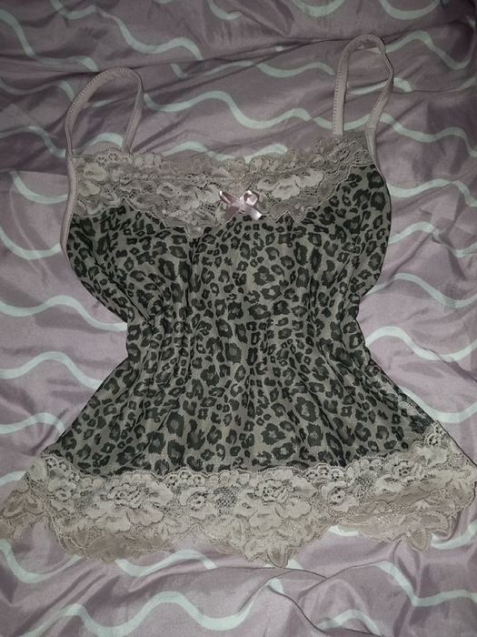 Майка у2k, леопард з кружевом