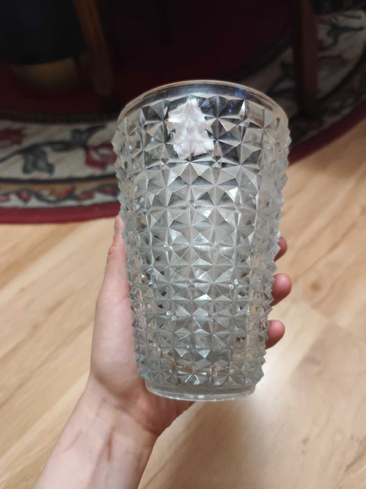 Lodowy grys wazon loft grube szkło Niemen