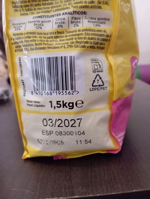 Vendo ração de gato Purina usada/aberta
