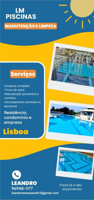 Limpeza e manutenções piscinas.